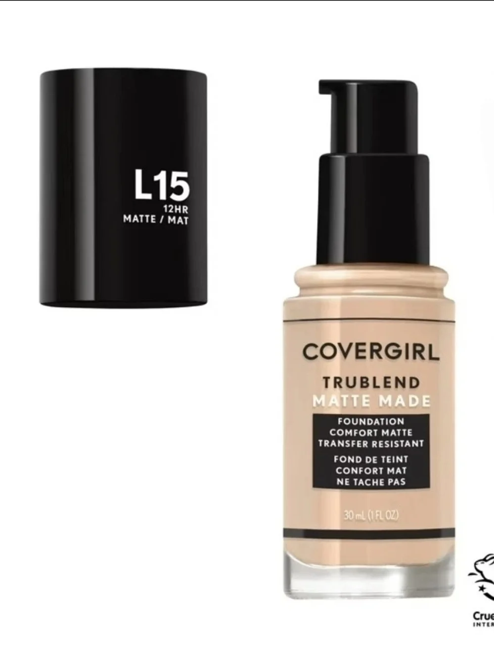 2 x CoverGirl TruBlend Matte Made Foundation in L15 Porcelain BNIB